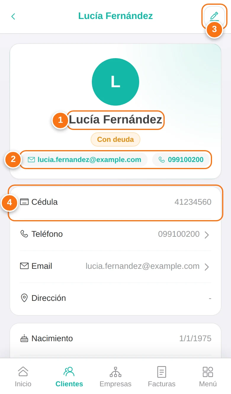 Ficha del cliente