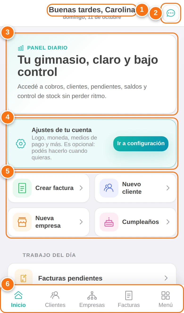Inicio de la aplicación