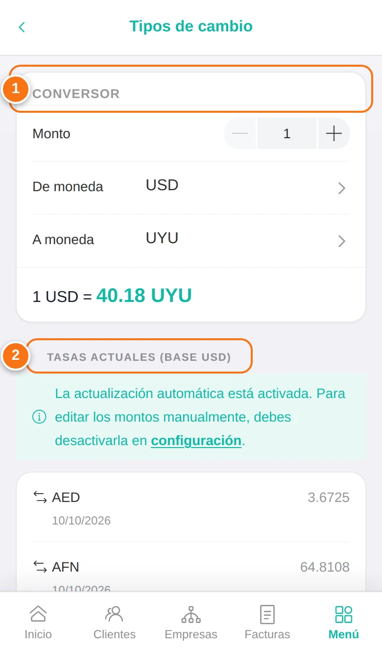 Tipos de cambio