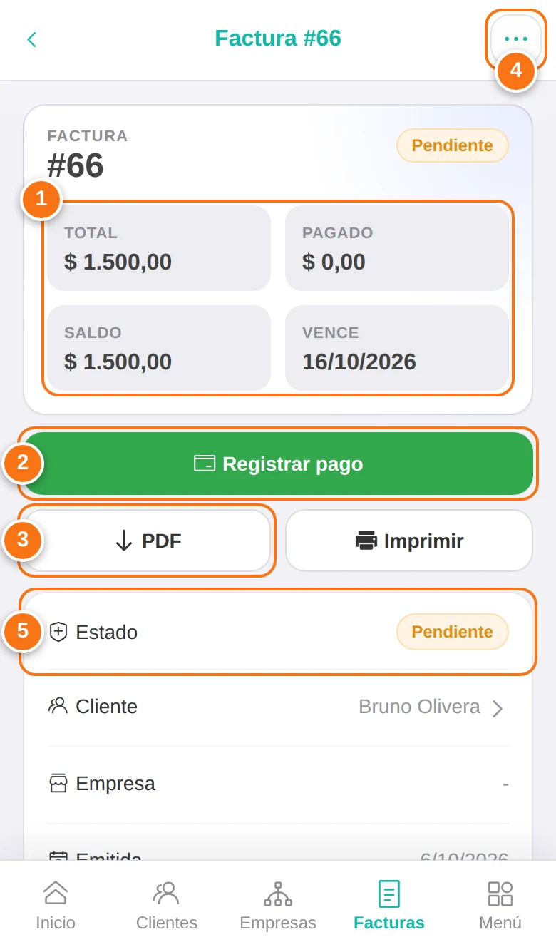 Detalle de una factura