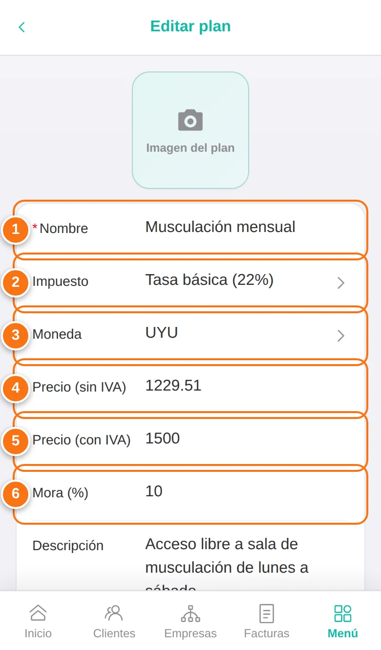 Edición de un plan