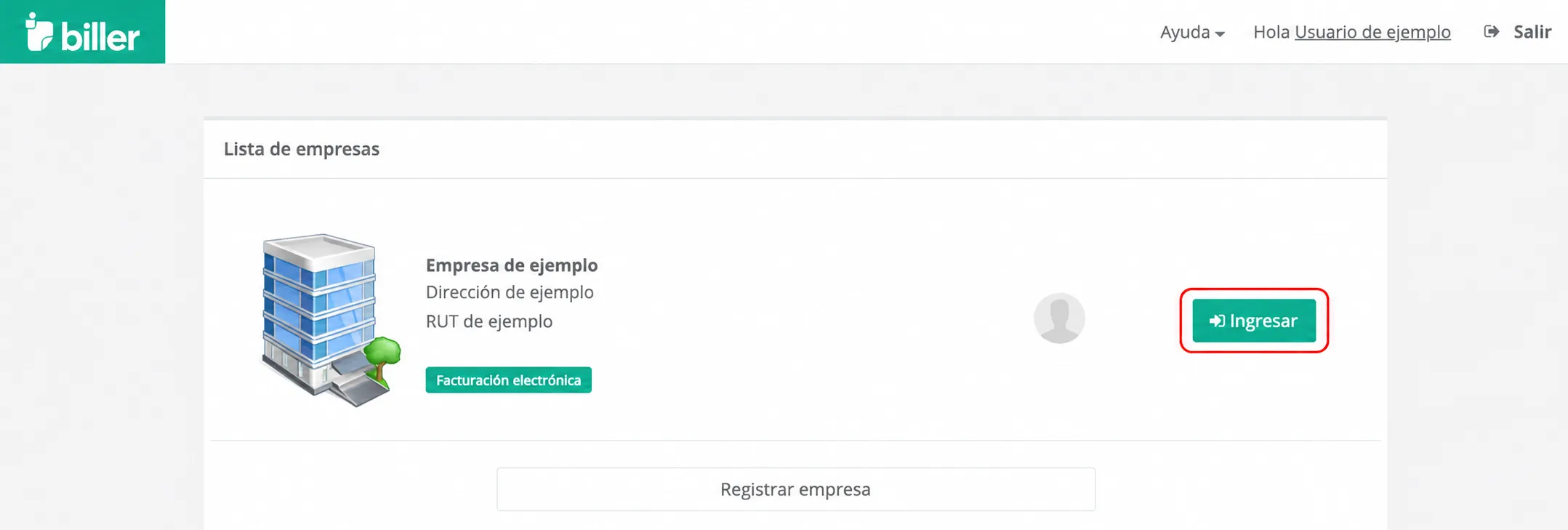 Ingresar a la empresa en Biller